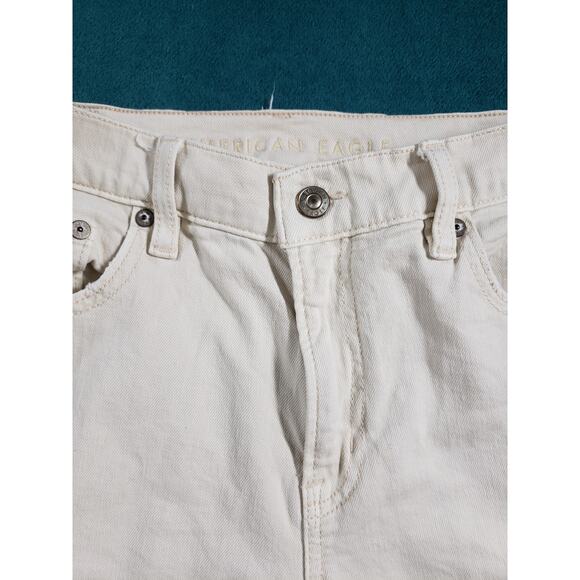 American Eagle Jeans Size 4 Womens White Stretch Pants Baggy Wide Leg Stove Pipe - Picture 7 of 14